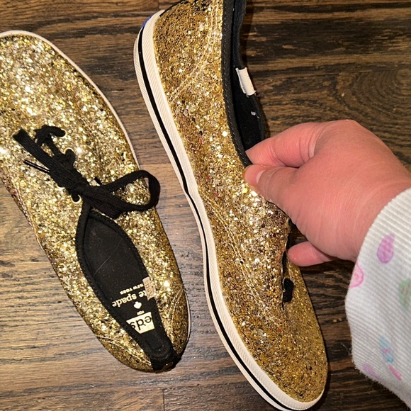 Kate Spade Glittering Gold Lace-Up Keds Shoes - Picture 7 of 10